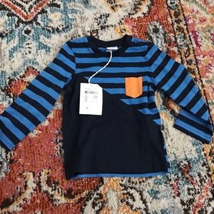 NWT Polarn O. Pyret blue stripe top 12 months